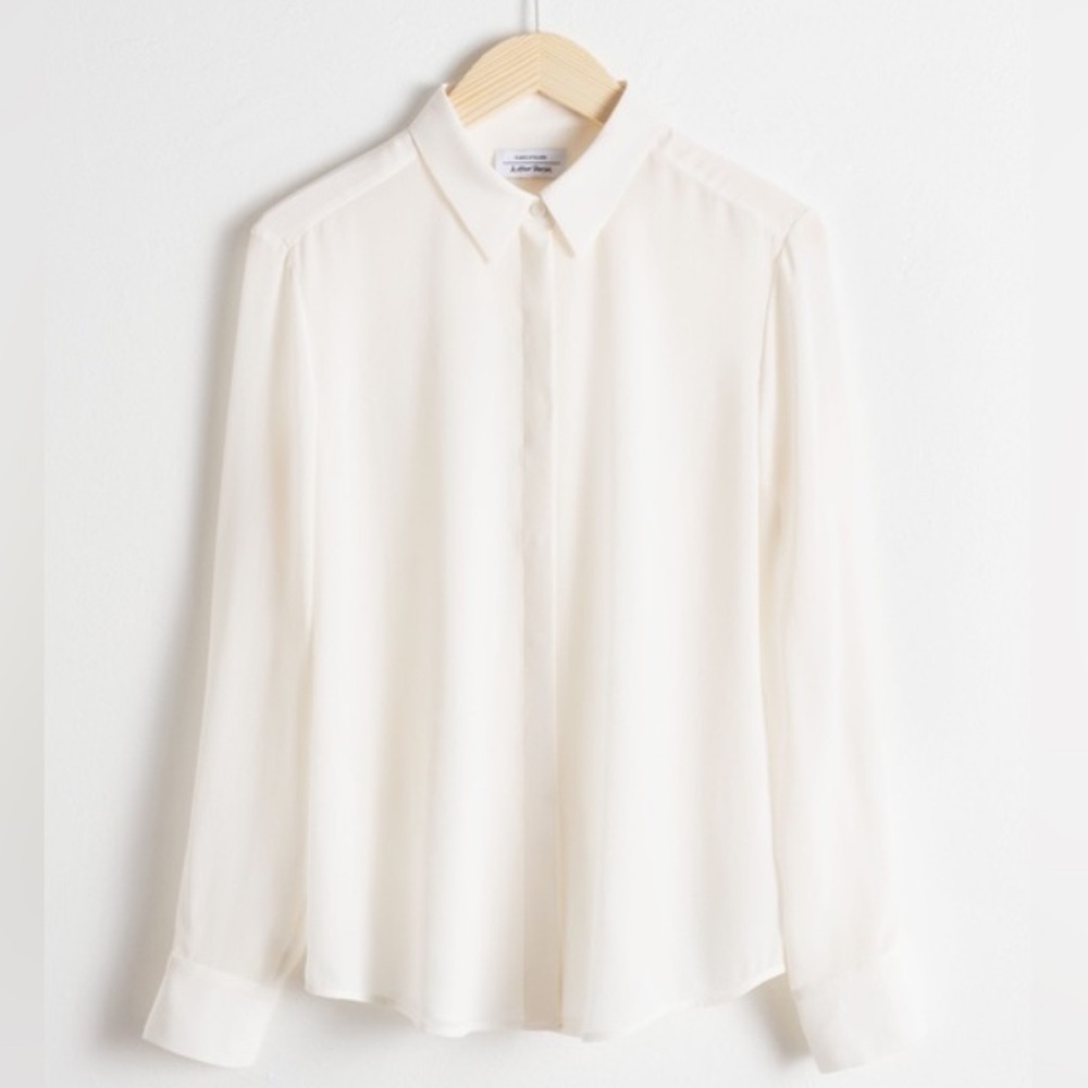 & Other Stories Cream Button-Down Blouse - 100% silk